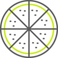 icono de dos colores de la línea de pizza vector