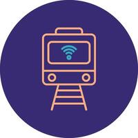 Train Line Two Color Circle Icon vector