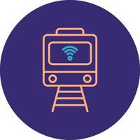 Train Line Two Color Circle Icon vector