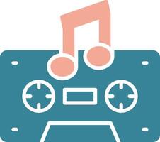 Cassette Glyph Two Color Icon vector