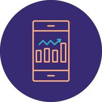 Bar Analytics Line Two Color Circle Icon vector