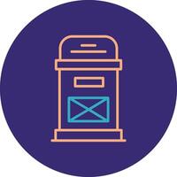 Postbox Line Two Color Circle Icon vector