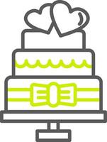 pastel de boda, línea, dos colores, icono vector
