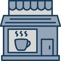 Coffee Shop Line Filled Grey Icon vector