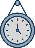 Wall Clock Line Filled Grey Icon vector