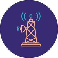 Signal Tower Line Two Color Circle Icon vector