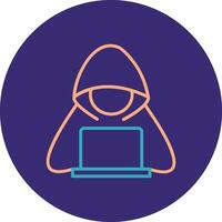 Hacker Line Two Color Circle Icon vector