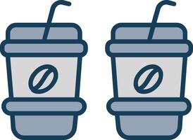 Coffee Cups Line Filled Grey Icon vector