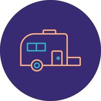 Caravan Line Two Color Circle Icon vector