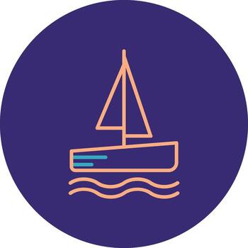 Catamaran Line Two Color Circle Icon vector