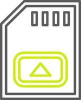 línea de tarjeta de memoria icono de dos colores vector