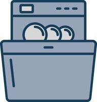 Dish Washing Line Filled Grey Icon vector