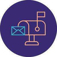 Mailbox Line Two Color Circle Icon vector