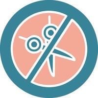 No Scissors Glyph Two Color Icon vector