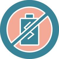 No Battery Glyph Two Color Icon vector