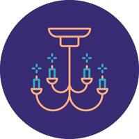 Chandelier Line Two Color Circle Icon vector