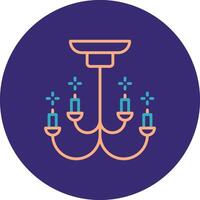 Chandelier Line Two Color Circle Icon vector