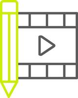 icono de dos colores de la línea de edición de películas vector