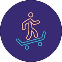 Skateboarding Line Two Color Circle Icon vector