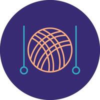 Knitting Line Two Color Circle Icon vector