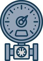 Pressure Gauge Line Filled Grey Icon vector