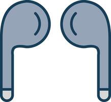 auriculares línea lleno gris icono vector