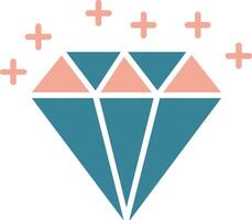 icono de dos colores de glifo de diamante vector