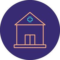 Building Line Two Color Circle Icon vector