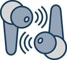 Earbuds Line Filled Grey Icon vector