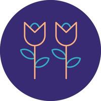 Flowers Line Two Color Circle Icon vector