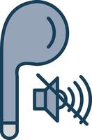 Earbud Line Filled Grey Icon vector