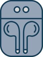 Earbuds Line Filled Grey Icon vector