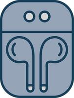 auriculares línea lleno gris icono vector