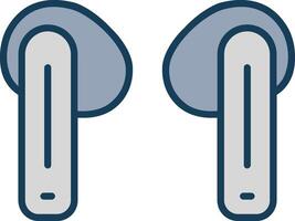 Earbuds Line Filled Grey Icon vector