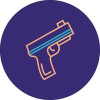 Pistol Line Two Color Circle Icon vector