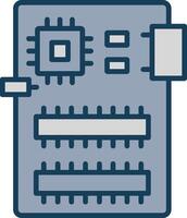 Circuit Board Line Filled Grey Icon vector