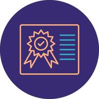 certificado línea dos color circulo icono vector