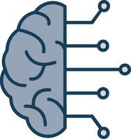 Brain Line Filled Grey Icon vector