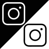 Instagram Icon, Outline style, isolated on Black and White Background. vector