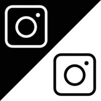 Instagram Icon, Outline style, isolated on Black and White Background. vector