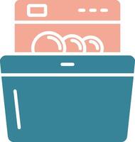 Dish Washing Glyph Two Color Icon vector