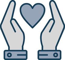 Hands Holding Heart Line Filled Grey Icon vector