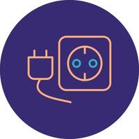 Plug And Socket Line Two Color Circle Icon vector