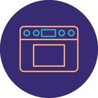 Oven Line Two Color Circle Icon vector
