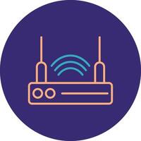 Router Device Line Two Color Circle Icon vector