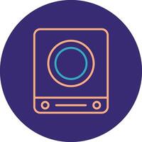 Induction Stove Line Two Color Circle Icon vector