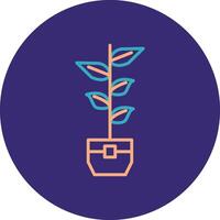 Rubber Plant Line Two Color Circle Icon vector