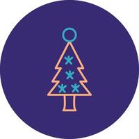 Christmas Tree Line Two Color Circle Icon vector