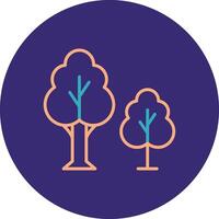 Trees Line Two Color Circle Icon vector