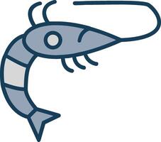 Shrimp Line Filled Grey Icon vector